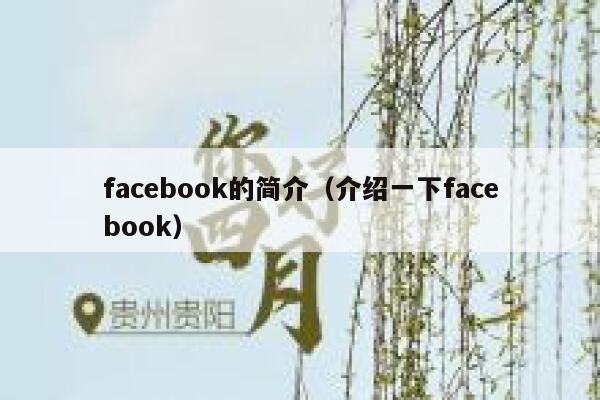 facebook的简介(介绍一下facebook) 第1张 facebook的简介(介绍一下facebook) 第1张