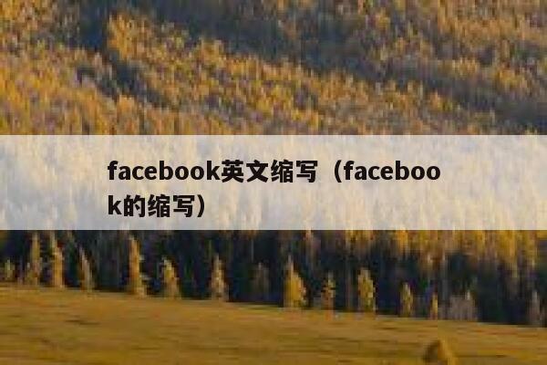 facebook英文缩写（facebook的缩写） 第1张