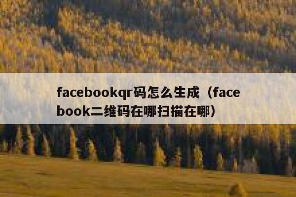 facebookqr码怎么生成（facebook二维码在哪扫描在哪） 第1张