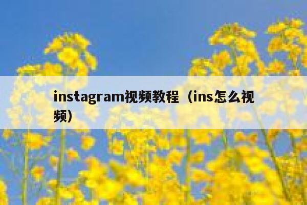 instagram视频教程（ins怎么视频） 第1张