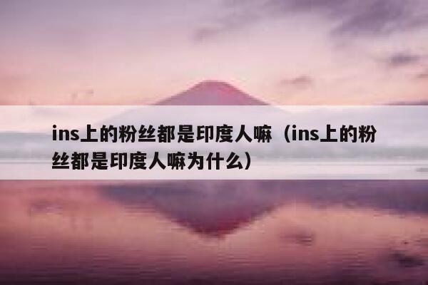 ins上的粉丝都是印度人嘛（ins上的粉丝都是印度人嘛为什么） 第1张