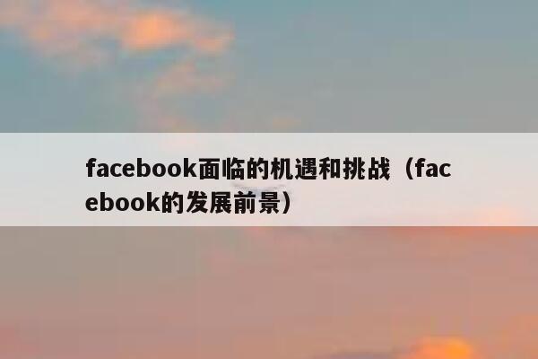 facebook面临的机遇和挑战（facebook的发展前景） 第1张