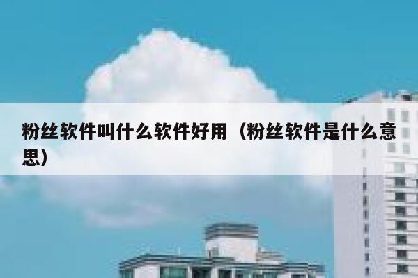 粉丝软件叫什么软件好用(粉丝软件是什么意思) 第1张 粉丝软件叫什么软件好用(粉丝软件是什么意思) 第1张