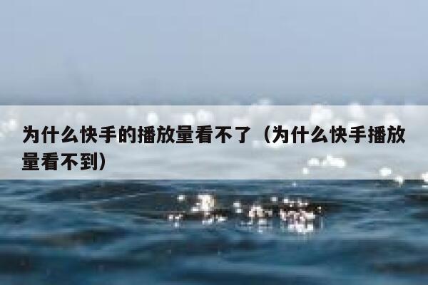 为什么快手的播放量看不了（为什么快手播放量看不到） 第1张