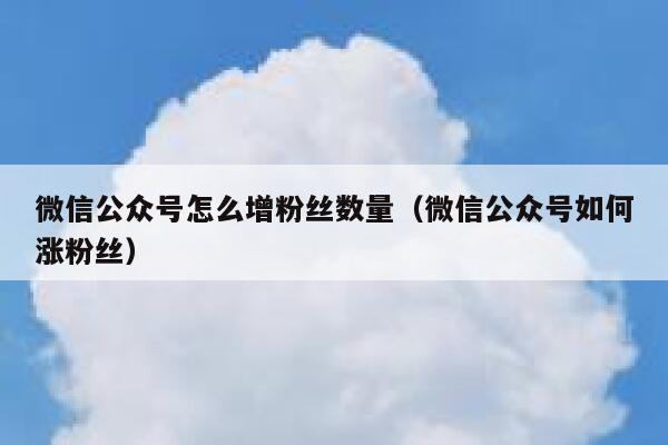 微信公众号怎么增粉丝数量(微信公众号如何涨粉丝) 第1张 微信公众号怎么增粉丝数量(微信公众号如何涨粉丝) 第1张