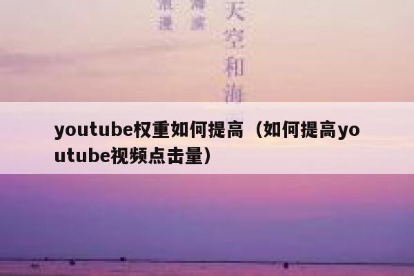 youtube权重如何提高（如何提高youtube视频点击量） 第1张