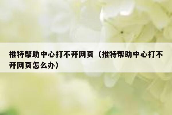 推特帮助中心打不开网页（推特帮助中心打不开网页怎么办） 第1张