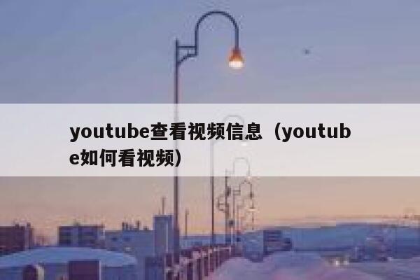 youtube查看视频信息（youtube如何看视频） 第1张