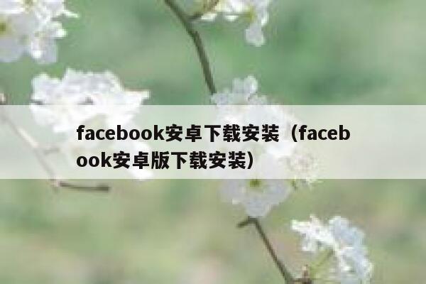 facebook安卓下载安装（facebook安卓版下载安装） 第1张