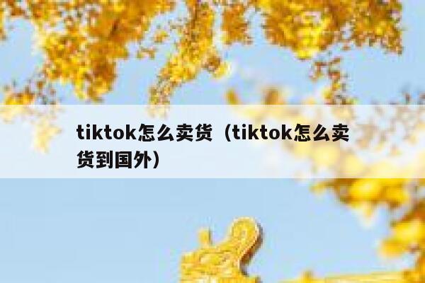 tiktok怎么卖货（tiktok怎么卖货到国外） 第1张
