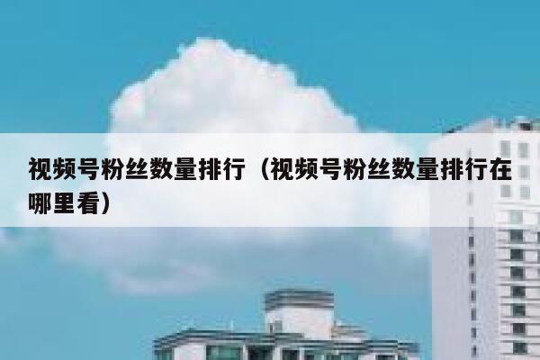 视频号粉丝数量排行（视频号粉丝数量排行在哪里看） 第1张