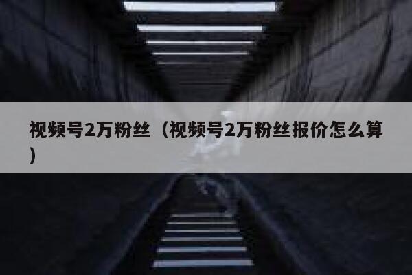 视频号2万粉丝（视频号2万粉丝报价怎么算） 第1张