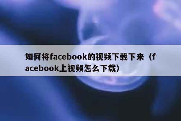 如何将facebook的视频下载下来（facebook上视频怎么下载） 第1张