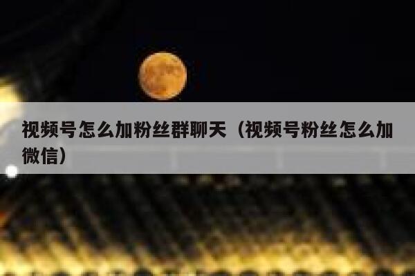 视频号怎么加粉丝群聊天（视频号粉丝怎么加微信） 第1张