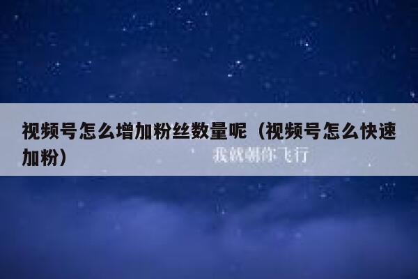 视频号怎么增加粉丝数量呢（视频号怎么快速加粉） 第1张
