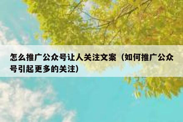 怎么推广公众号让人关注文案（如何推广公众号引起更多的关注） 第1张