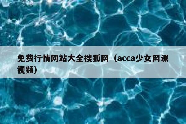 免费行情网站大全搜狐网（acca少女网课视频） 第1张