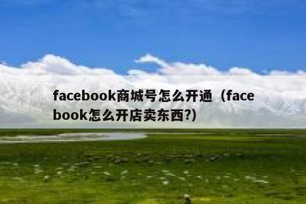 facebook商城号怎么开通（facebook怎么开店卖东西?） 第1张
