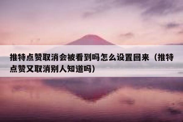 推特点赞取消会被看到吗怎么设置回来（推特点赞又取消别人知道吗） 第1张