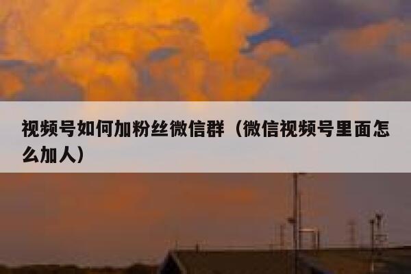 视频号如何加粉丝微信群（微信视频号里面怎么加人） 第1张