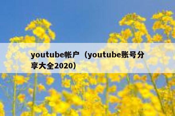 youtube帐户（youtube账号分享大全2020） 第1张