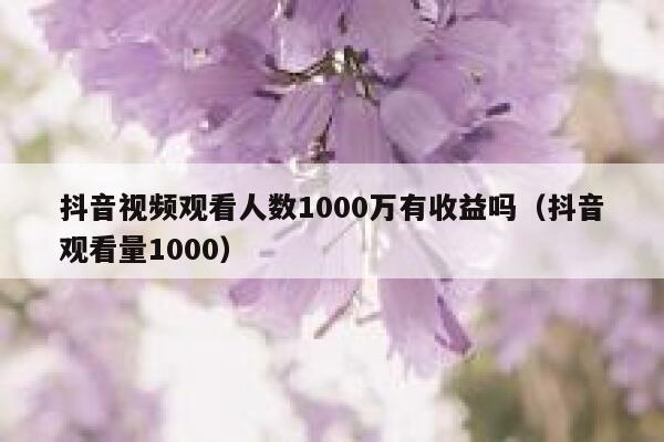抖音视频观看人数1000万有收益吗（抖音观看量1000） 第1张