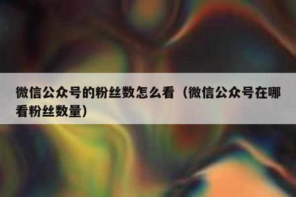 微信公众号的粉丝数怎么看（微信公众号在哪看粉丝数量） 第1张