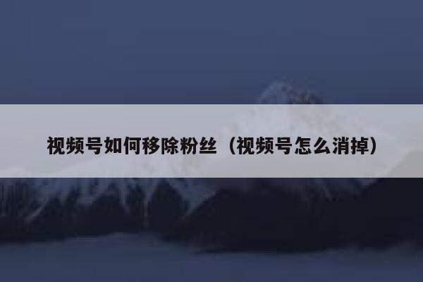 视频号如何移除粉丝（视频号怎么消掉） 第1张