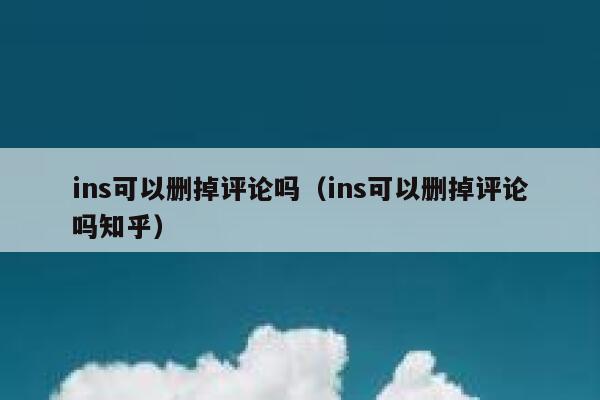 ins可以删掉评论吗（ins可以删掉评论吗知乎） 第1张