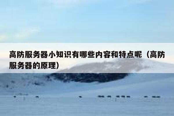 高防服务器小知识有哪些内容和特点呢(高防服务器的原理) 第1张 高防服务器小知识有哪些内容和特点呢(高防服务器的原理) 第1张