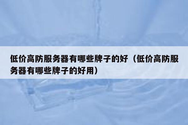 低价高防服务器有哪些牌子的好（低价高防服务器有哪些牌子的好用） 第1张