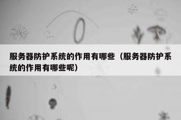 服务器防护系统的作用有哪些（服务器防护系统的作用有哪些呢） 第1张