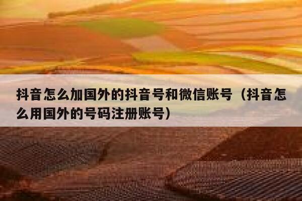 抖音怎么加国外的抖音号和微信账号（抖音怎么用国外的号码注册账号） 第1张
