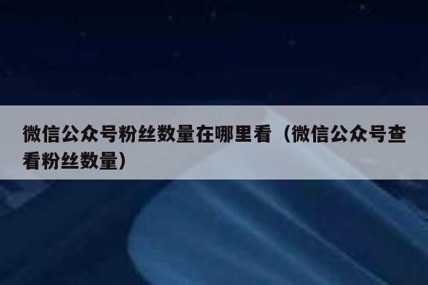 微信公众号粉丝数量在哪里看（微信公众号查看粉丝数量） 第1张