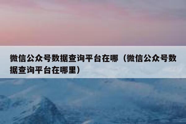 微信公众号数据查询平台在哪（微信公众号数据查询平台在哪里） 第1张