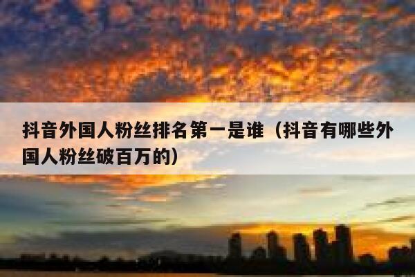 抖音外国人粉丝排名第一是谁（抖音有哪些外国人粉丝破百万的） 第1张