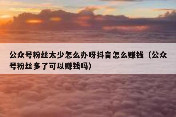 公众号粉丝太少怎么办呀抖音怎么赚钱(公众号粉丝多了可以赚钱吗) 第1张 公众号粉丝太少怎么办呀抖音怎么赚钱(公众号粉丝多了可以赚钱吗) 第1张