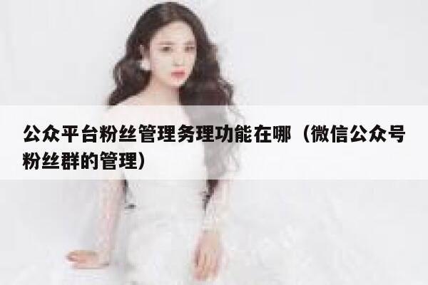 公众平台粉丝管理务理功能在哪(微信公众号粉丝群的管理) 第1张 公众平台粉丝管理务理功能在哪(微信公众号粉丝群的管理) 第1张