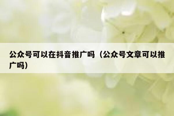 公众号可以在抖音推广吗(公众号文章可以推广吗) 第1张 公众号可以在抖音推广吗(公众号文章可以推广吗) 第1张