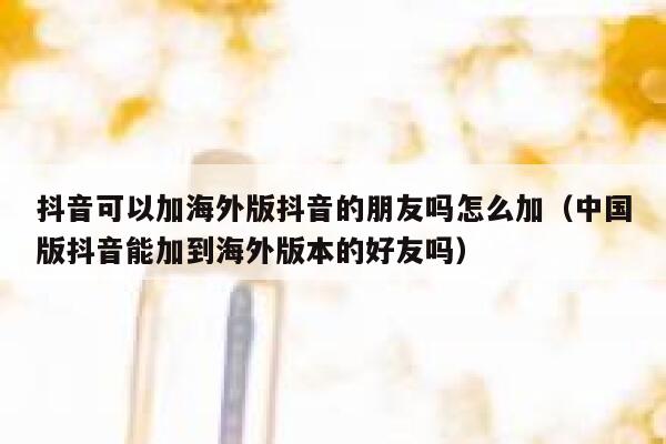 抖音可以加海外版抖音的朋友吗怎么加（中国版抖音能加到海外版本的好友吗） 第1张
