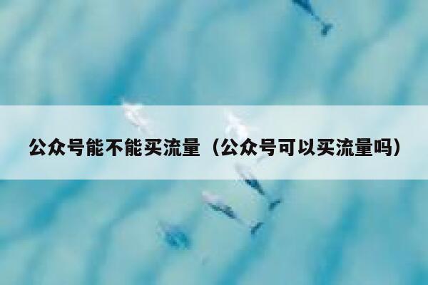 公众号能不能买流量（公众号可以买流量吗） 第1张