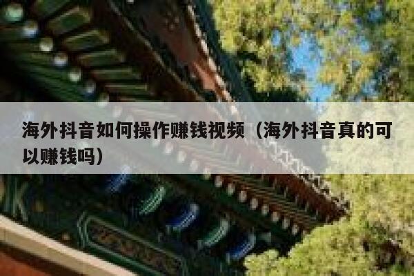 海外抖音如何操作赚钱视频（海外抖音真的可以赚钱吗） 第1张