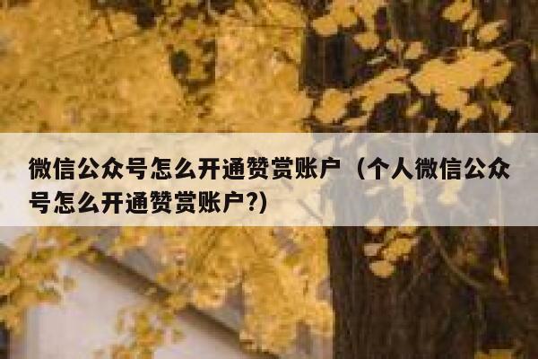 微信公众号怎么开通赞赏账户（个人微信公众号怎么开通赞赏账户?） 第1张