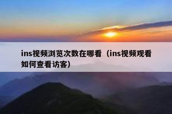 ins视频浏览次数在哪看（ins视频观看如何查看访客） 第1张