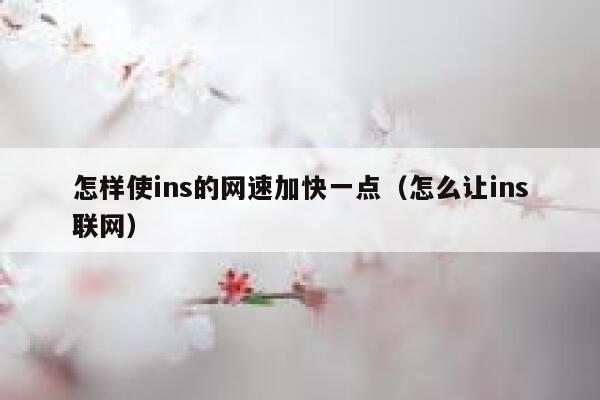 怎样使ins的网速加快一点（怎么让ins联网） 第1张