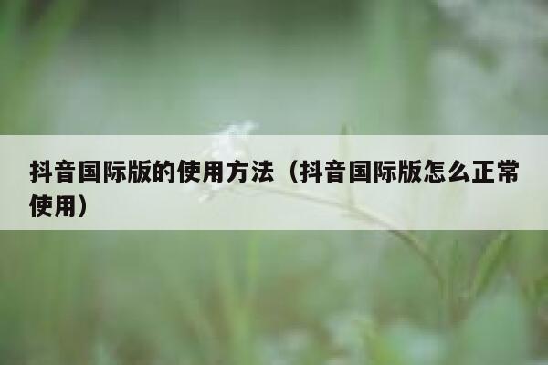 抖音国际版的使用方法(抖音国际版怎么正常使用) 第1张 抖音国际版的使用方法(抖音国际版怎么正常使用) 第1张