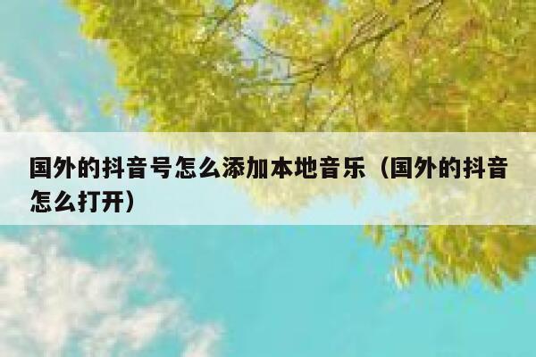 国外的抖音号怎么添加本地音乐(国外的抖音怎么打开) 第1张 国外的抖音号怎么添加本地音乐(国外的抖音怎么打开) 第1张