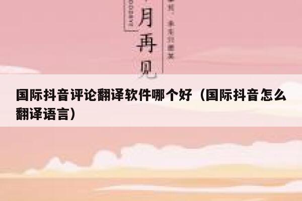 国际抖音评论翻译软件哪个好（国际抖音怎么翻译语言） 第1张