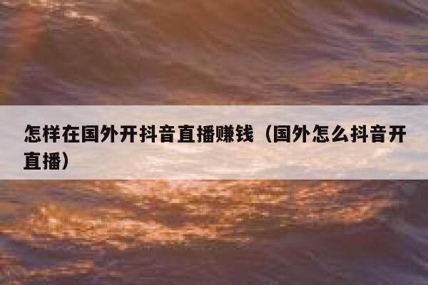 怎样在国外开抖音直播赚钱（国外怎么抖音开直播） 第1张