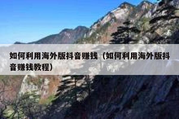 如何利用海外版抖音赚钱（如何利用海外版抖音赚钱教程） 第1张